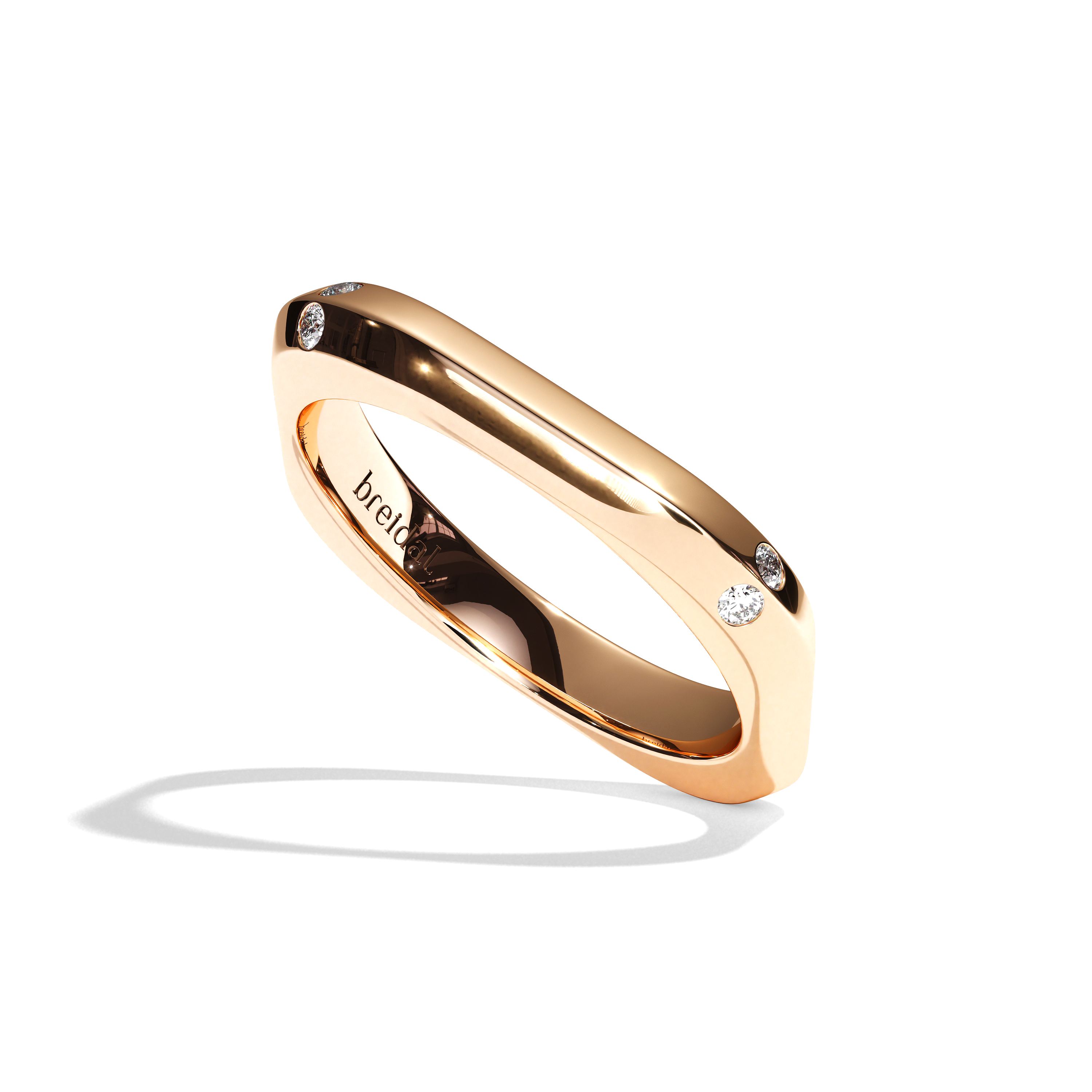 Alliance homme carrée diamant or blanc - Splendide 3 mm