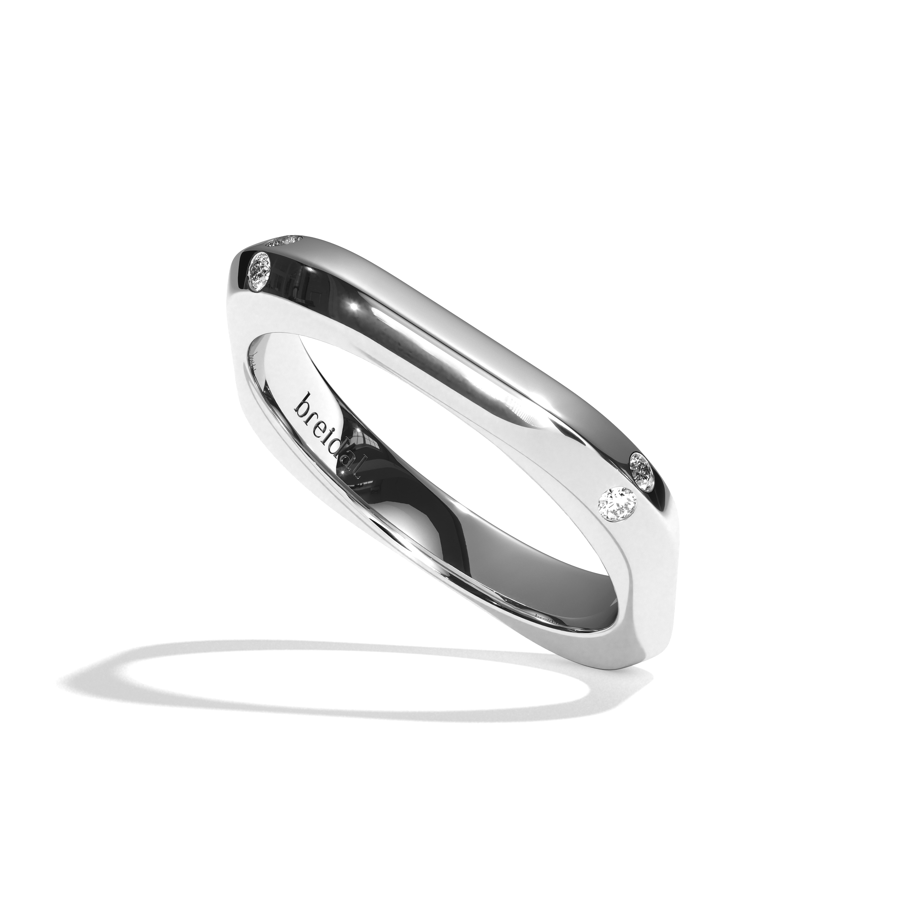 Alliance homme carrée diamant or blanc - Splendide 3 mm