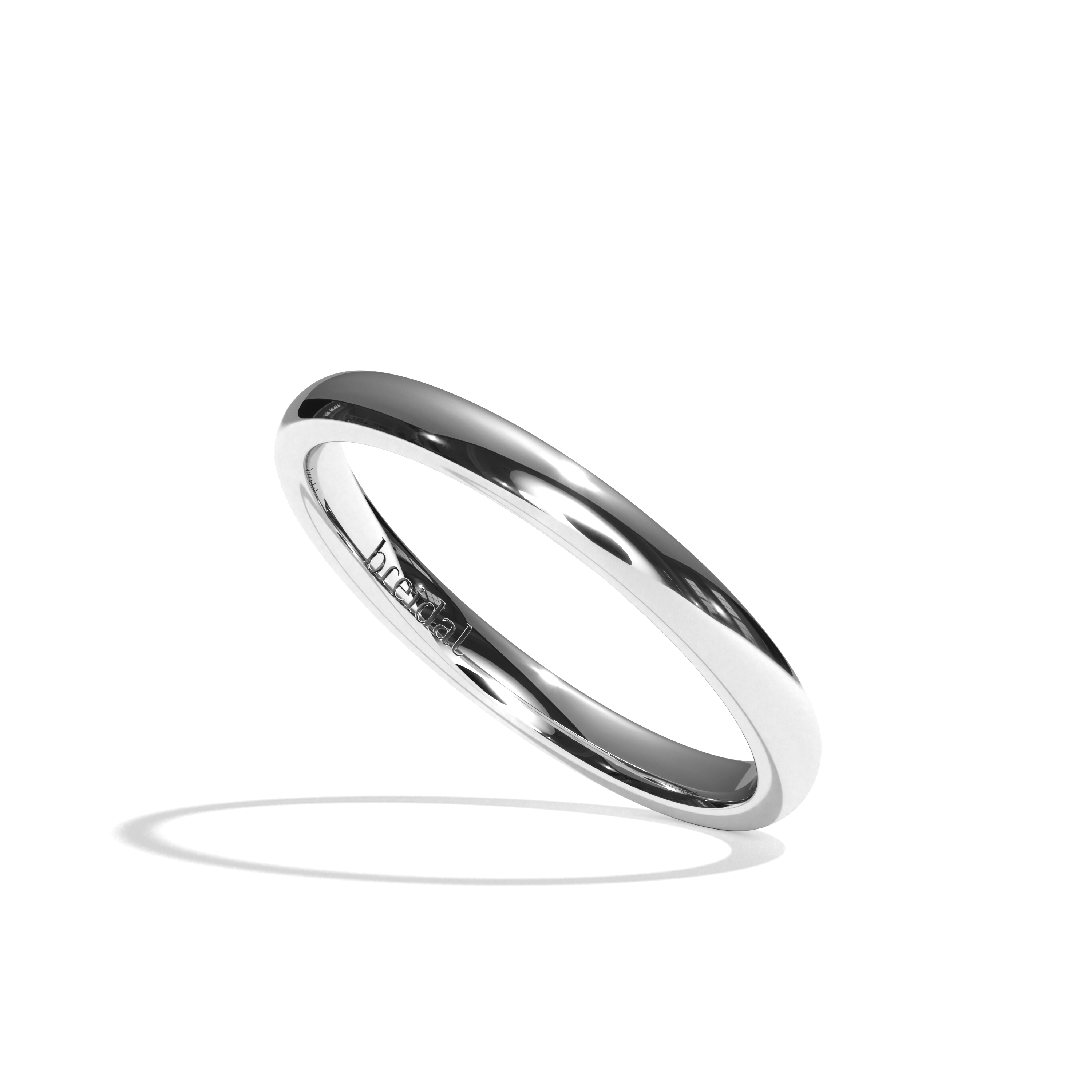 Alliance homme demi-jonc platine - Fidèle 2 mm