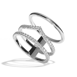 Bague 3 anneaux diamant or jaune - Epicurienne pavée