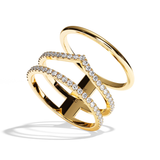 Bague 3 anneaux diamant or jaune - Epicurienne pavée