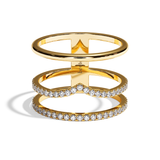 Bague 3 anneaux diamant or jaune - Epicurienne pavée