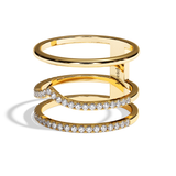 Bague 3 anneaux diamant or jaune - Epicurienne pavée