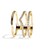 Bague 3 anneaux diamant or jaune - Epicurienne pavée