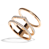 Bague 3 anneaux diamant or jaune - Epicurienne pavée