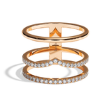 Bague 3 anneaux diamant or jaune - Epicurienne pavée