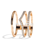 Bague 3 anneaux diamant or jaune - Epicurienne pavée