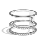 Bague 3 anneaux diamant or jaune - Epicurienne pavée