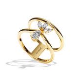 Bague double anneau diamant poire / navette or blanc - Affectueuse