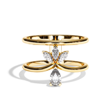 Bague double anneau diamant poire / navette or blanc - Affectueuse