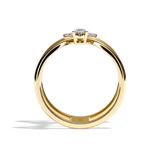 Bague double anneau diamant poire / navette or blanc - Affectueuse