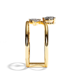 Bague double anneau diamant poire / navette or blanc - Affectueuse