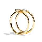 Bague double anneau diamant poire / navette or blanc - Affectueuse