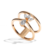 Bague double anneau diamant poire / navette or blanc - Affectueuse