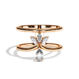 Bague double anneau diamant poire / navette or blanc - Affectueuse