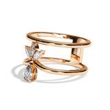 Bague double anneau diamant poire / navette or blanc - Affectueuse