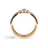 Bague double anneau diamant poire / navette or blanc - Affectueuse