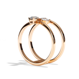 Bague double anneau diamant poire / navette or blanc - Affectueuse