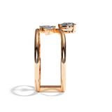 Bague double anneau diamant poire / navette or blanc - Affectueuse