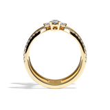 Bague double anneau diamant poire / navette or blanc - Affectueuse pavée