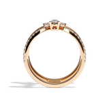 Bague double anneau diamant poire / navette or blanc - Affectueuse pavée