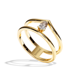 Bague double anneau diamant poire or blanc - Réconfortante