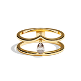 Bague double anneau diamant poire or blanc - Réconfortante