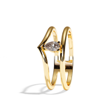 Bague double anneau diamant poire or blanc - Réconfortante