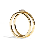 Bague double anneau diamant poire or blanc - Réconfortante