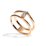 Bague double anneau diamant poire or blanc - Réconfortante