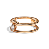 Bague double anneau diamant poire or blanc - Réconfortante