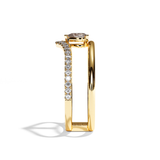 Bague double anneau diamant poire platine - Réconfortante pavée