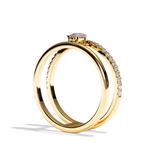 Bague double anneau diamant poire platine - Réconfortante pavée