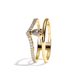 Bague double anneau diamant poire platine - Réconfortante pavée