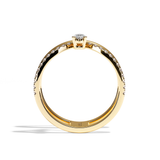 Bague double anneau diamant poire or jaune - Heureuse pavée