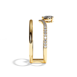 Bague double anneau diamant poire or jaune - Heureuse pavée