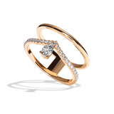 Bague double anneau diamant poire or jaune - Heureuse pavée