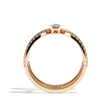Bague double anneau diamant poire or jaune - Heureuse pavée