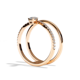 Bague double anneau diamant poire or jaune - Heureuse pavée