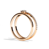 Bague double anneau diamant poire platine - Réconfortante pavée