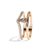 Bague double anneau diamant poire platine - Réconfortante pavée