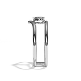 Bague double anneau diamant poire or blanc - Réconfortante
