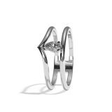 Bague double anneau diamant poire or blanc - Réconfortante