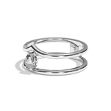 Bague double anneau diamant poire or blanc - Réconfortante