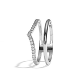 Bague double anneau or jaune - Réconfortante pavée
