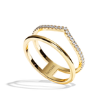 Bague double anneau or jaune - Réconfortante pavée