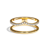 Bague double anneau or jaune - Réconfortante pavée