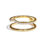 Bague double anneau or jaune - Réconfortante pavée
