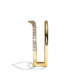 Bague double anneau or jaune - Réconfortante pavée