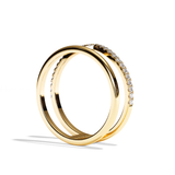 Bague double anneau or jaune - Réconfortante pavée